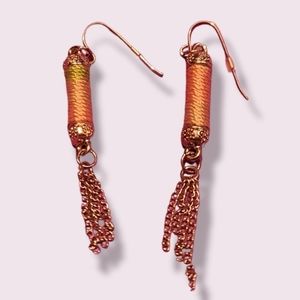 Dangly pink and green earrings